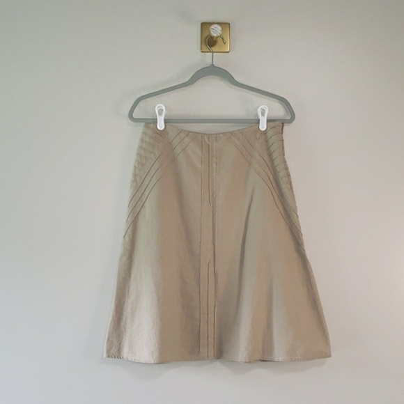 Christopher & Banks Linen Blend Skirt 8 Tan Minimalist Coastal Casual Office - Picture 1 of 11